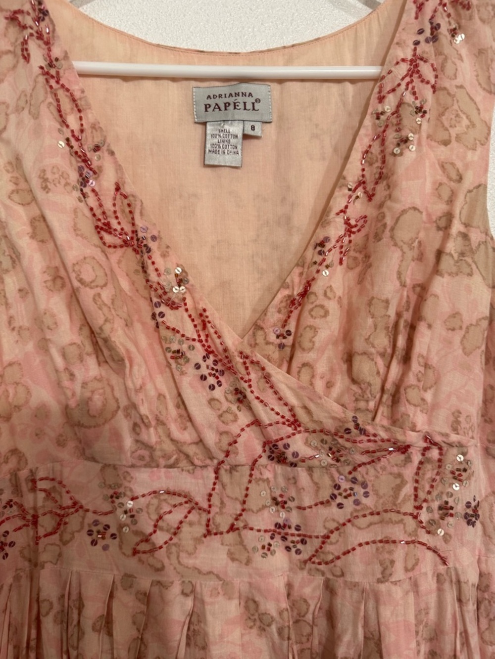 Adriana Papell 100% cotton dress, natural fabric size Eight, Summer Spring - Picture 5 of 5